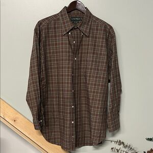 Lauren Ralph Lauren Men's Olive and Chestnut Plaid Shirt
